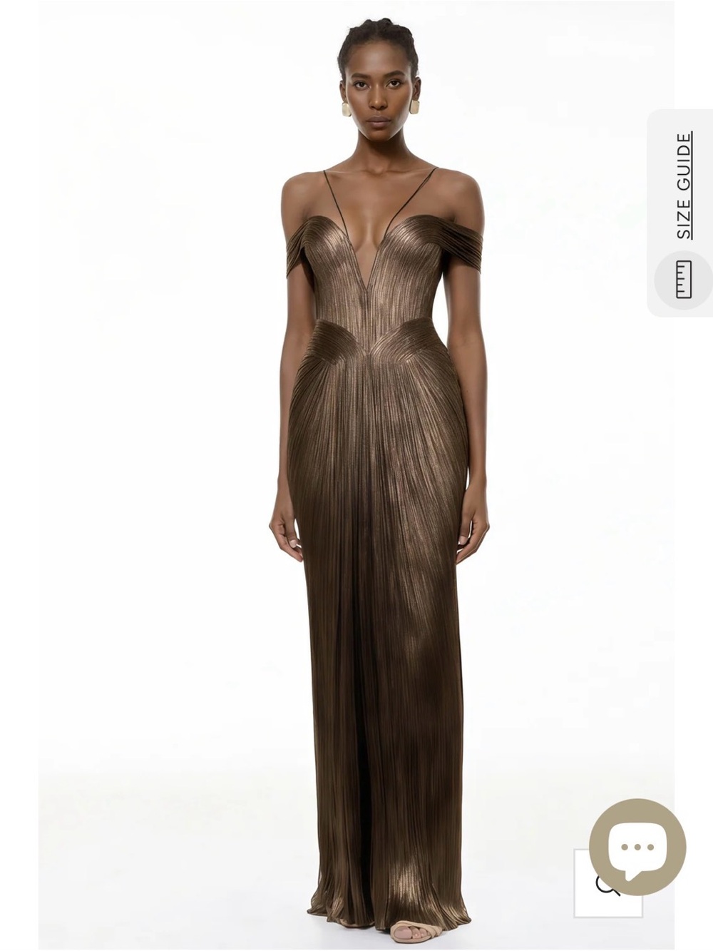 Miss Rosier Marise Brown Draped Satin Maxi Dress